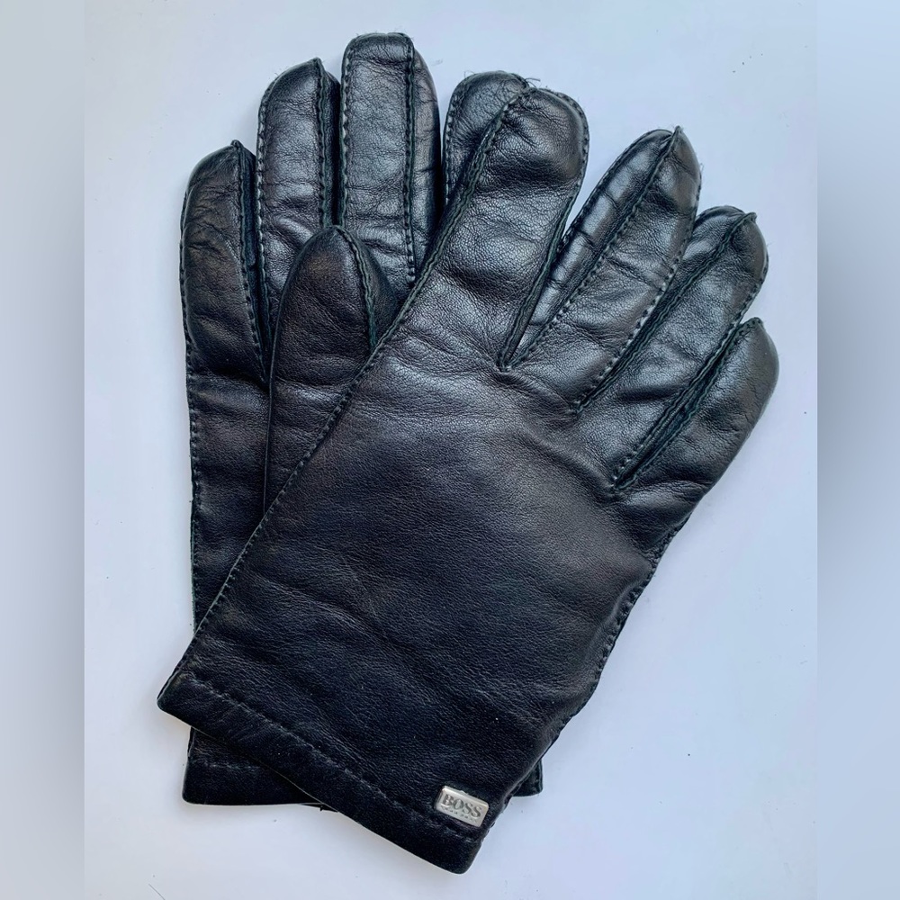 Hugo Boss Wool-lined Leather Gloves, Black, Men’s, Medium